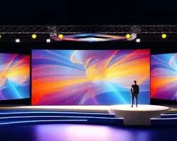 تصميم هوية بصرية مبتكرة لفعالية مؤسسية مع إضاءة نيون وشاشات عرض رقمية.